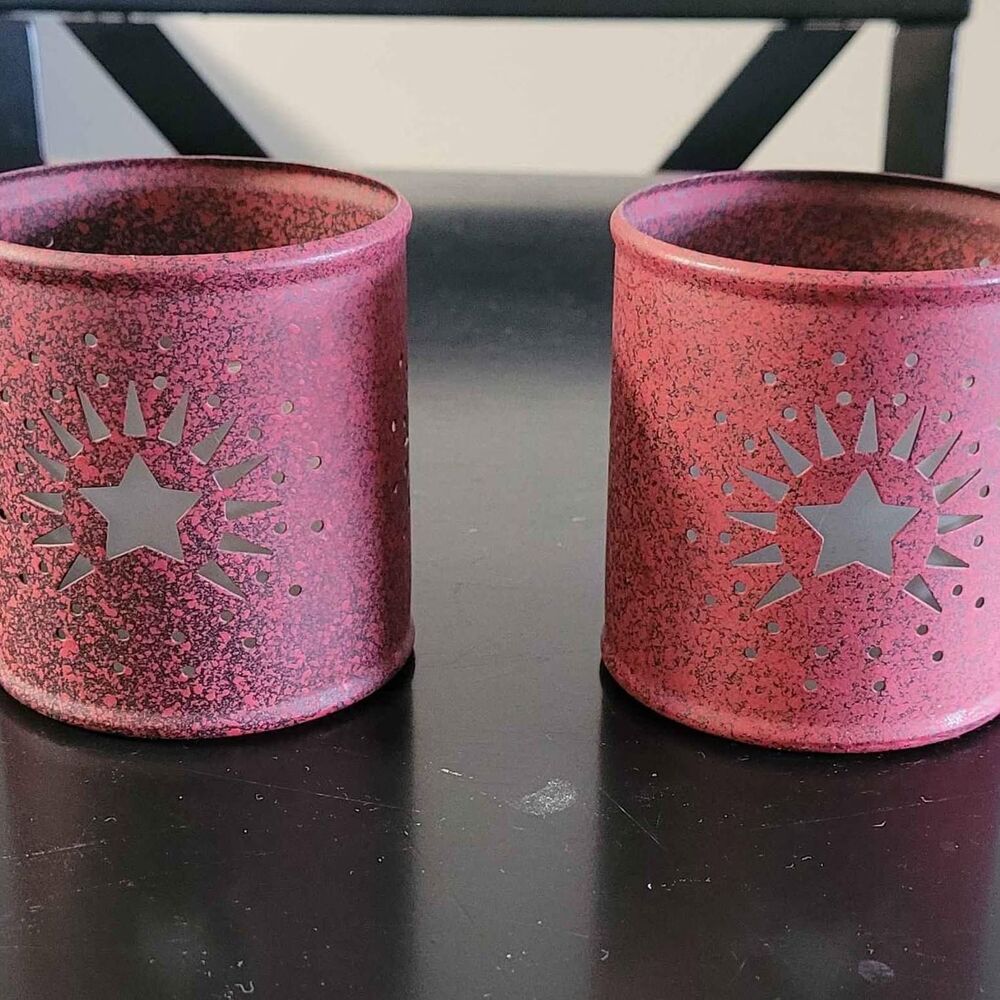 Partylite Sturbridge pierced metal candle holders